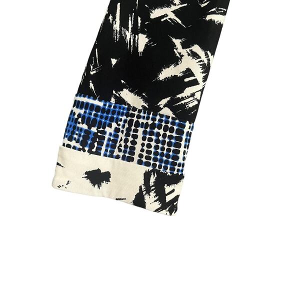 BCBG MaxAzria Womens Size Small White Black Blue Abstract Print 3/4 Sleeve Dress - Picture 4 of 6